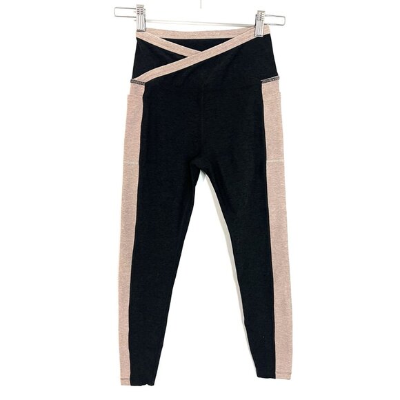 Beyond Yoga Mauve Pink/Black Spacedye On Block High-Rise Midi Leggings S - Picture 1 of 5